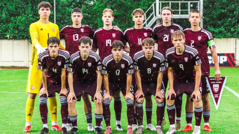 Latvijas U19 izlase. Foto: LFF