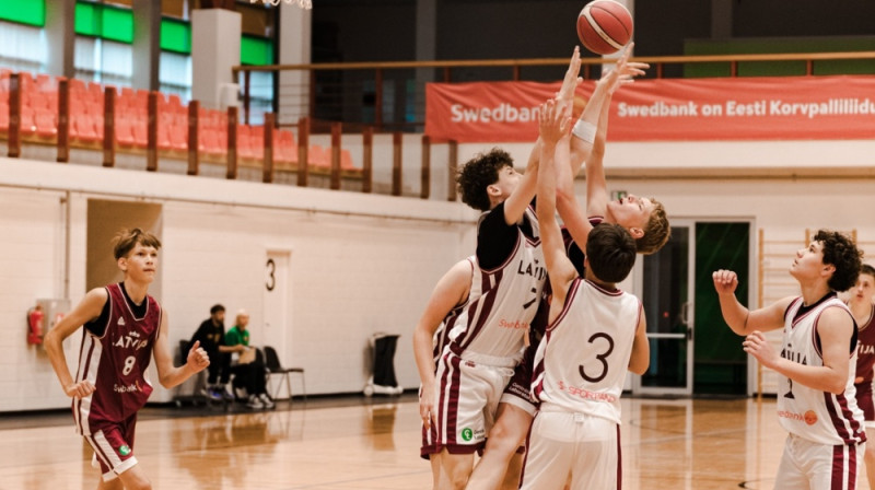 Latvijas U14 basketbolisti Baltijas kausā. Foto: basket.ee