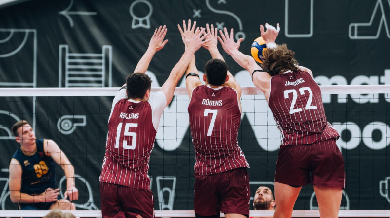 Latvijas vīriešu izlases bloks. Foto: cev.eu
