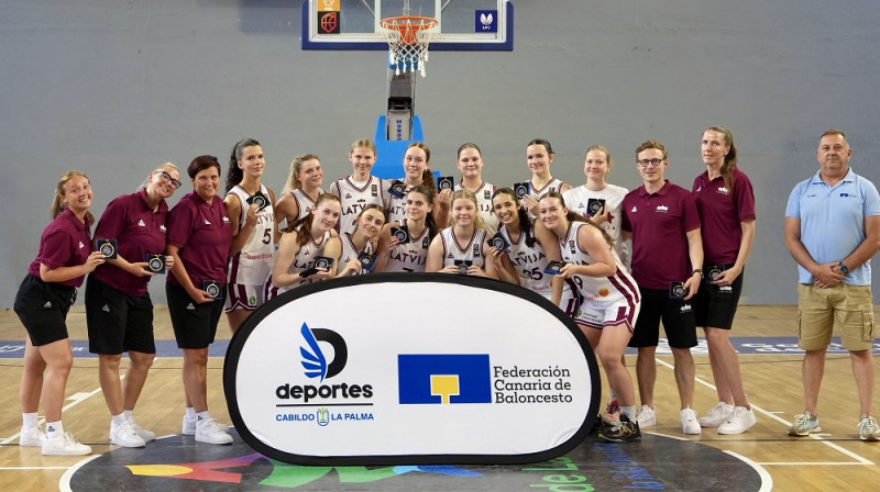 Latvijas U17 meiteņu izlase 2026. gada 5. jūlijā La Palmas salā. Foto: fcbaloncesto.es