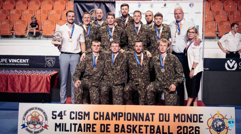 Latvijas vīriešu militārpersonu basketbola izlase. Foto: NBS sporta klubs