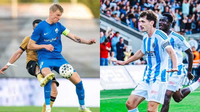 Žiga Lipuščeks un Raivis Jurkovskis. Foto: Sanita Ieva Sparāne/FK RFS, Riga FC