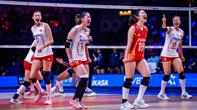 Ķīnas valstsvienības volejbolistes Nāciju līgas ceturtdaļfinālā. Foto: Volleyballworld.com