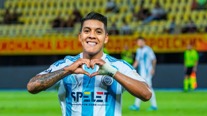 Kostarikas izlases kapteinis un "Riga" centra pussargs Orlando Galo, kurš Skopjē izcēlās ar 1+1. Foto: Riga FC