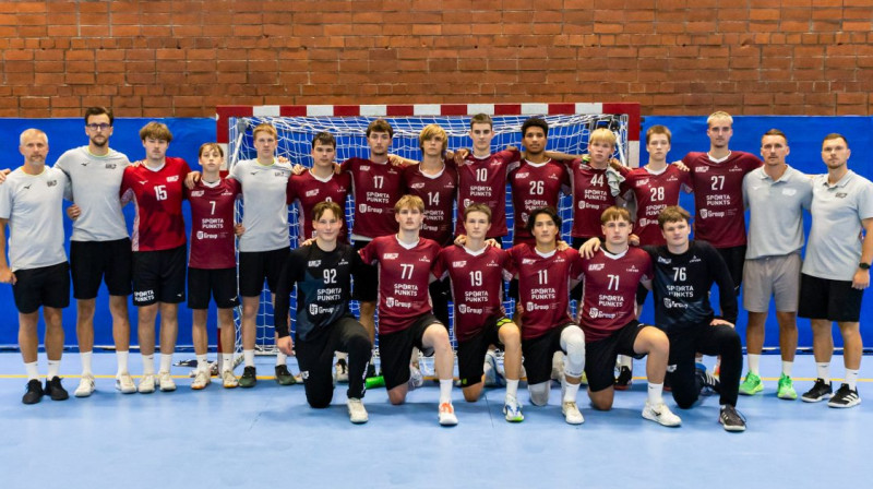 Latvijas U18 handbola izlase. Foto: Aleksejs Kozlovs/LHF
