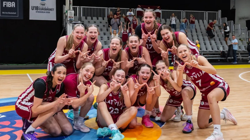 Latvijas U18 meitenes 2026. gada 5. augustā. Foto: FIBA
