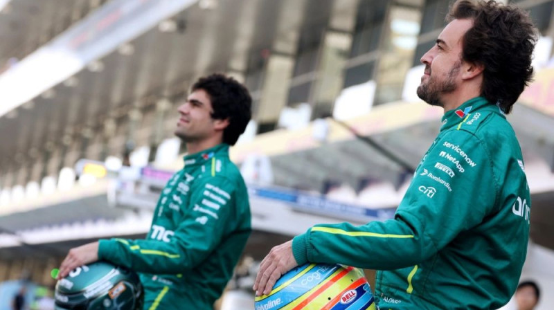 Fernando Alonso un Lānss Strols. Foto: Aston Martin Racing