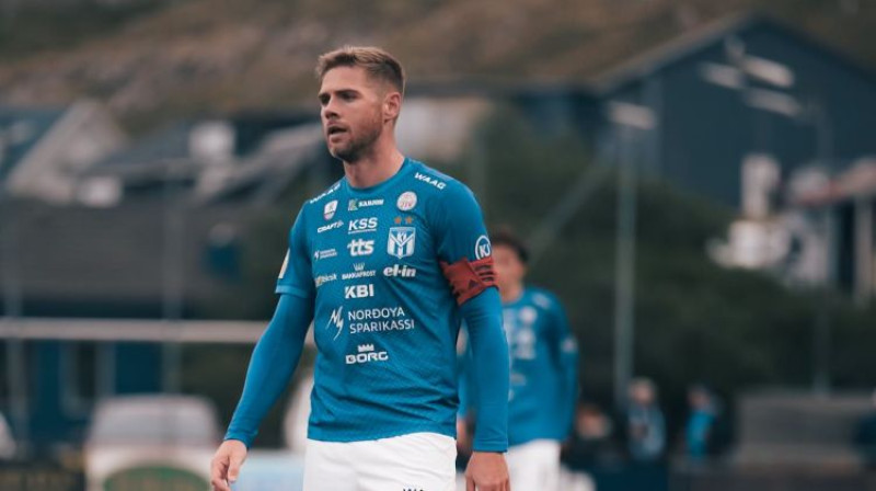 Centra uzbrucējs Pols Kletskars. Foto: Klaksvíkar Ítróttarfelag