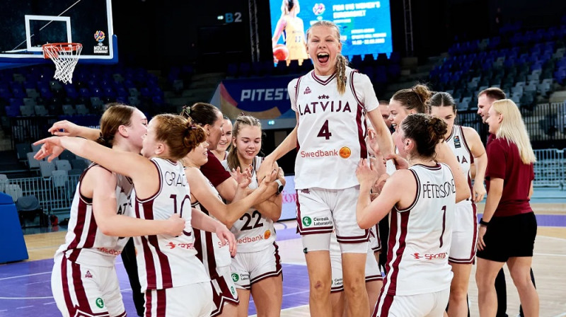 Latvijas U16 meitenes 2026. gada 19. augustā. Foto: FIBA