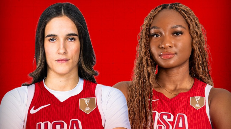Pasaules kausa debitantes Sonja Sitrona un Kiki Iriafena. Foto: USA Basketball