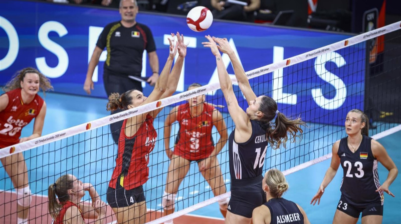 Mirklis Beļģijas un Vācijas valstsvienību cīņā Stambulā. Foto: CEV