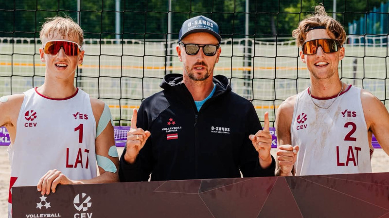 Ralfs Andrejevs un Gustavs Druska. Foto: Kristaps Platačs / Beachvolleylv