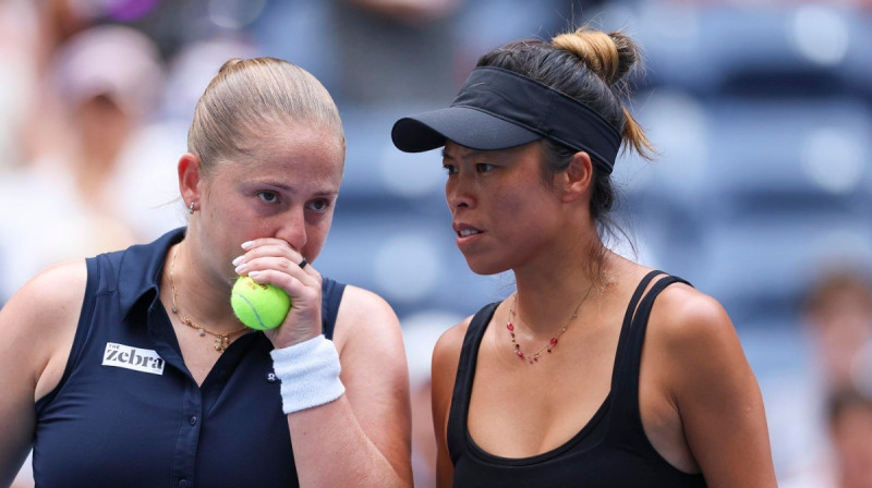 Aļona Ostapenko un Suvei Šei. Foto: usopen.org