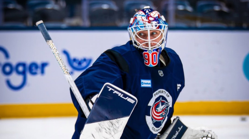Elvis Merzļikins. Foto: Columbus Blue Jackets