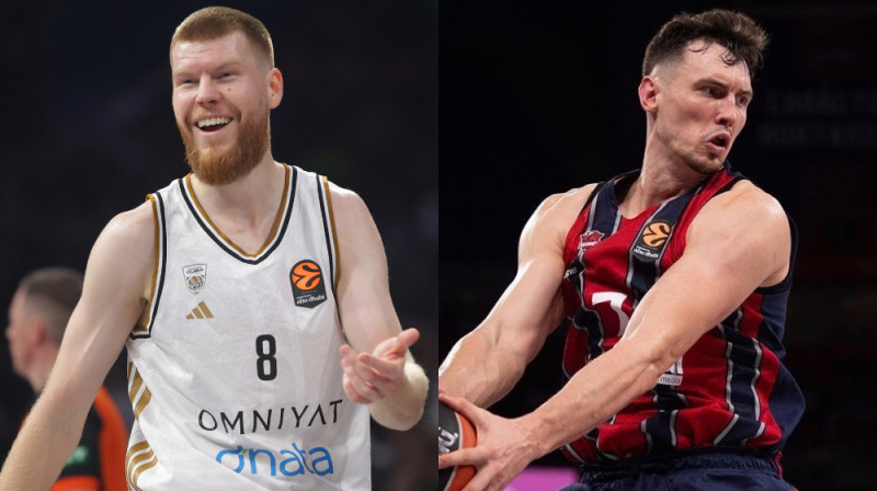 Dāvis Bertāns. Foto: EPA/Scanpix; Rodions Kurucs. Foto: Baskonia