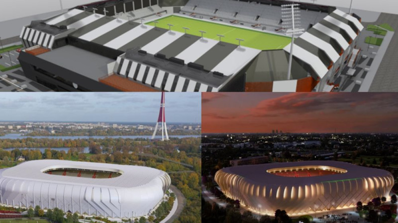 Stadionu projektu vizualizācijas: kolāža. Foto: LFF