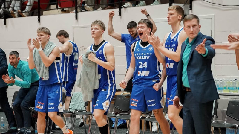 Tallinas "Kalev" basketbolisti, tostarp Rinalds Mālmanis. Foto: Bigbank Kalev
