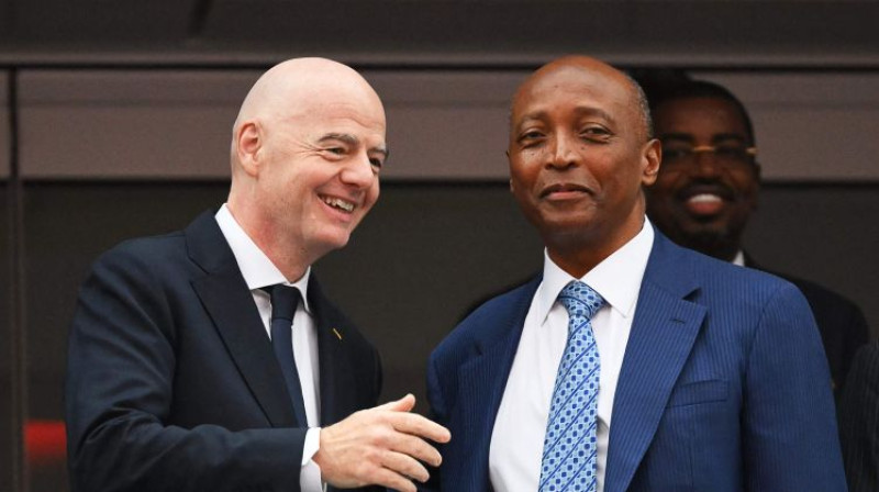 Džanni Infantīno un Patriss Motsepe. Foto: AFP/Scanpix