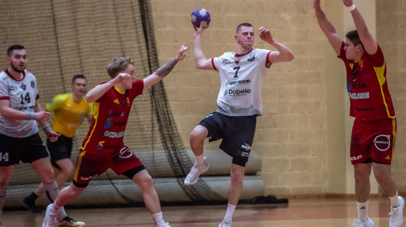 Moments no "ZRHK Tenax Dobele" spēles pret Rīhimeki "HC Cocks". Foto: Zigismunds Zālmanis/"ZRHK Tenax Dobele"