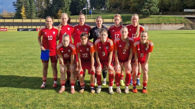 Latvijas WU-19 izlase. Foto: LFF