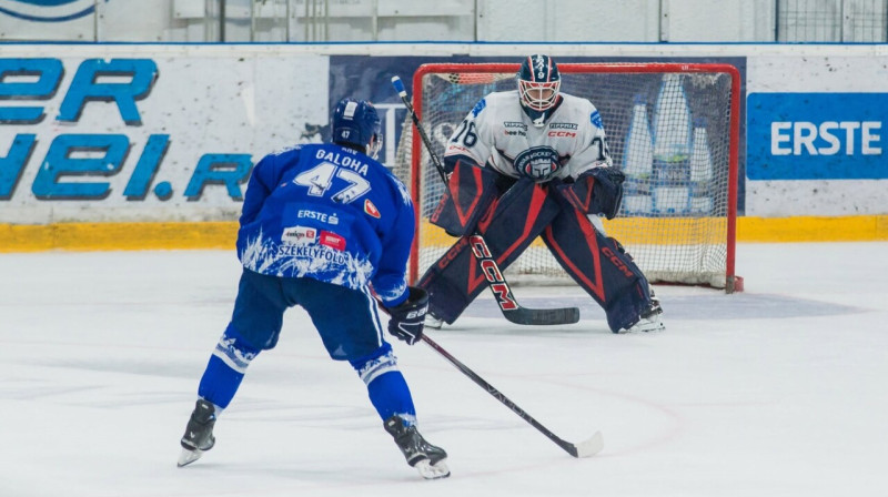 Kirils Galoha izslido pret vārtsargu. Foto: Csíkszeredai Sportklub
