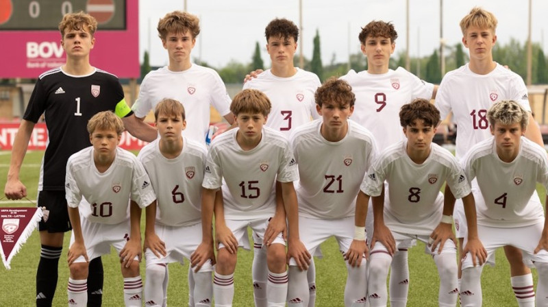 Latvijas U15 futbolisti Maltā. Foto: LFF
