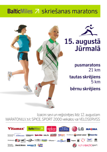 Baltic Miles skriešanas maratons Jūrmalā 15.08.