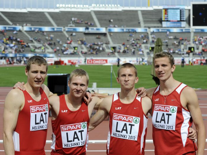 Latvijas 4x100 metru stafetes komandai 12. vieta Eiropā
