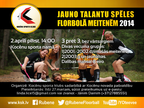 2.aprīlī Kocēnos "Jauno talantu spēles florbolā meitenēm"