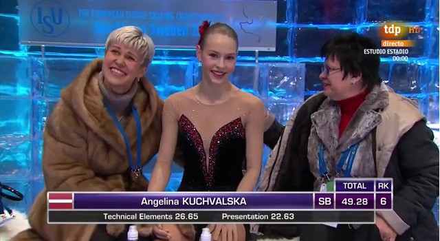 Kučvaļskai 17. vieta Eiropas čempionāta īsajā programmā (+video)
