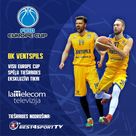 BK “Ventspils” Eiropas basketbola spēles turpmāk būs skatāmas Lattelecom televīzijā