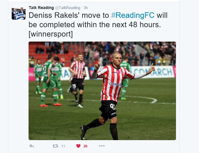Deniss Rakels uz Reading FC