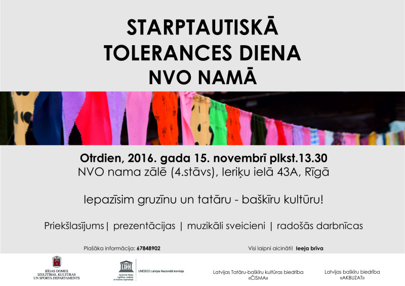NVO namā aicina atzīmēt Starptautisko tolerances dienu