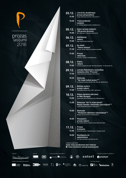 Decembrī norisināsies festivāls „Prozas lasījumi 2016”