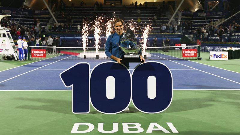 Federers Dubaijā izcīna 100. ATP titulu
