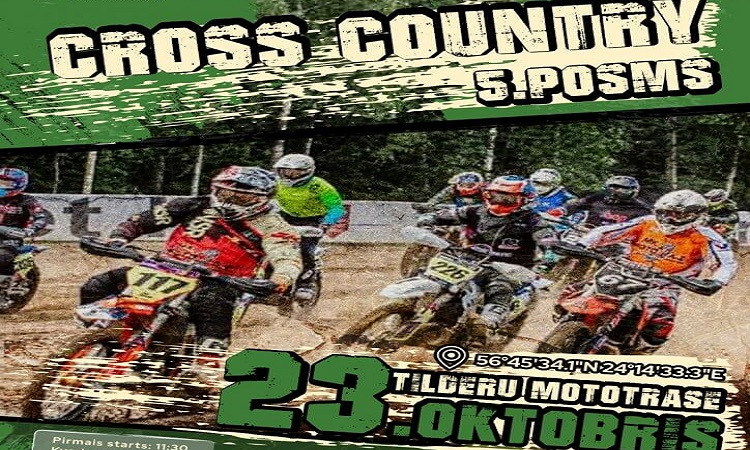 "Cross country" piektais posms notiks "Tilderu'' mototrasē
