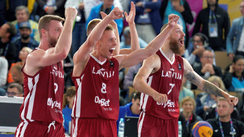 Latvijas 3x3 basketbolisti Eiropas spēļu finālā sagrauj Beļģiju