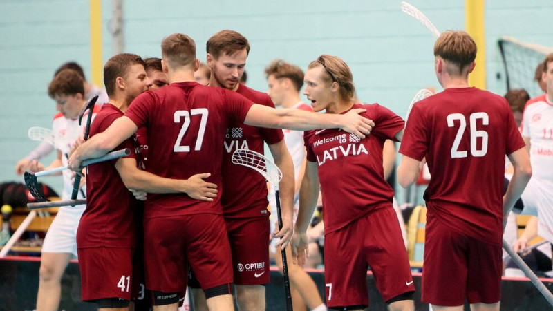 Latvijas vīriešu florbola izlase Četru nāciju turnīrā Lielvārdē uzvar Šveici