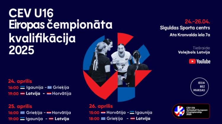 Latvijas U-16 volejbolistes Eiropas atlases otro posmu Siguldā sāk ar zaudējumu