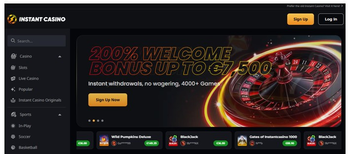 Instant Casino sporta totalizatora pārskats
