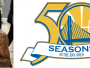Uz Goldensteitas  Warriors formām šogad īpašs logo par godu 50 sezonai pie Sanfrancisko līča.